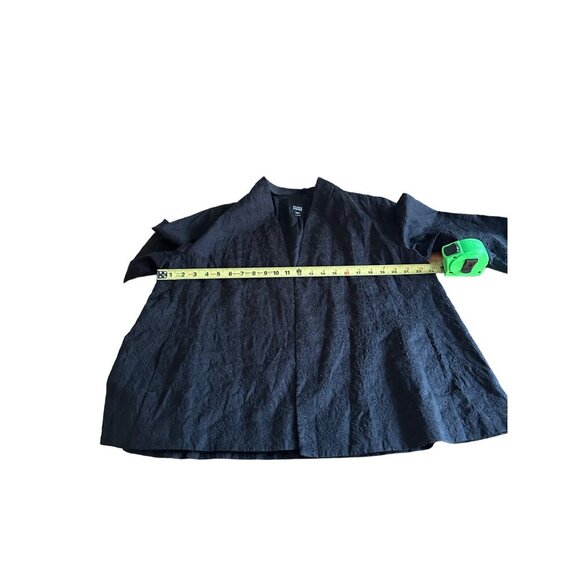 Eileen Fisher Embroidered !00% Silk Open Front Blazer Jacket Size L Quiet Luxury - Picture 8 of 13